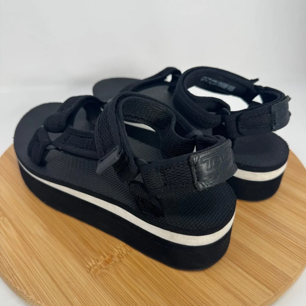 Teva Flatform Universal Mesh Print Black Platform Sandals 1102451 Womens 7 - Picture 10 of 11